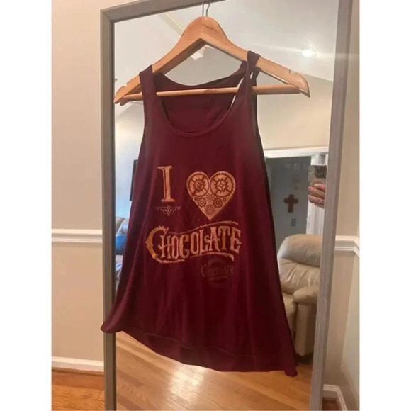I Love Chocolate‎ Razorback Tank Top Size Medium Burgundy - Picture 1 of 3